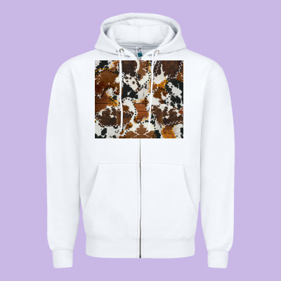 Cowhide Zipper Hoodie Designed By Adodesignshop