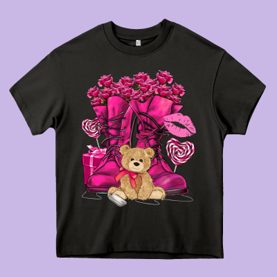 Army Boots Valentine's Day Heavy Core Tee Designed By Howdyjamesfarm