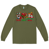 Army Green Peace Love Day Of The Dead Long Sleeve Tee - BundleAndBundleShop
