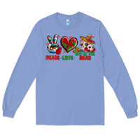 Colony Blue Peace Love Day Of The Dead Long Sleeve Tee - BundleAndBundleShop