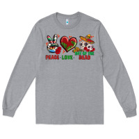 Heather Grey Peace Love Day Of The Dead Long Sleeve Tee - BundleAndBundleShop