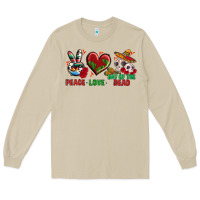 Mushroom Peace Love Day Of The Dead Long Sleeve Tee - BundleAndBundleShop