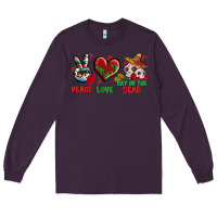 Plum Peace Love Day Of The Dead Long Sleeve Tee - BundleAndBundleShop