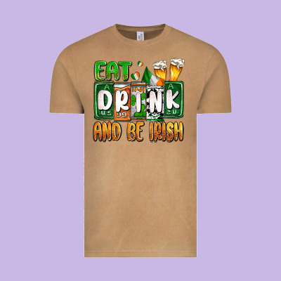 St. Patrick's Eat Drink And Be Irish Vintage Tee Designed By Oliviacreatesart