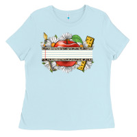 Baby Blue floral teacher custom name Ladies Tee - CowGirlArtShop