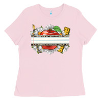 Bubblegum Pink floral teacher custom name Ladies Tee - CowGirlArtShop