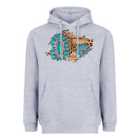 Heather Grey gemstone wood leopard patch Heavyweight Hoodie - AdoDesignShop