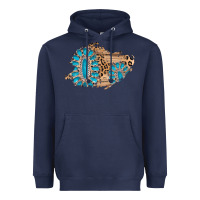 Navy gemstone wood leopard patch Heavyweight Hoodie - AdoDesignShop
