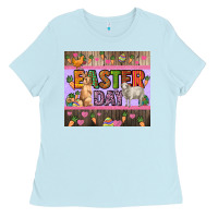 Baby Blue Easter day farm animals tumbler Ladies Tee - HowdyJamesFarm