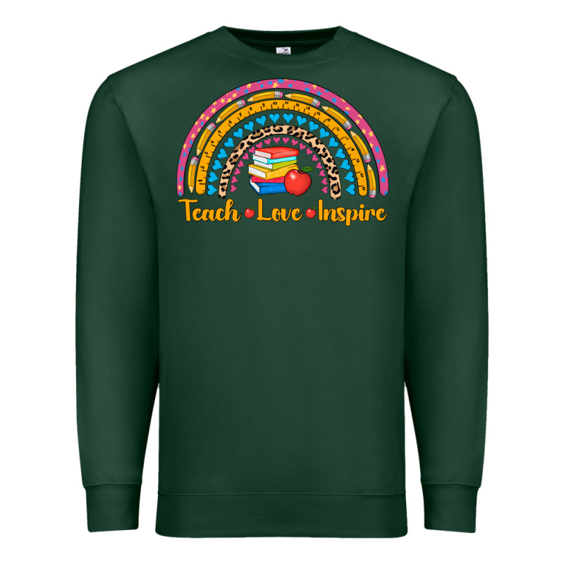 Back To School Rainbow Teach Love Inspire Premium Sweatshirt by AdoDesignShop | Teevron