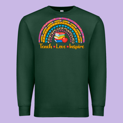 Back To School Rainbow Teach Love Inspire Premium Sweatshirt Designed By Adodesignshop