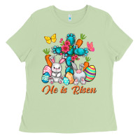 Matcha He is risen with Cross Easter Day Ladies Tee - HowdyJamesFarm