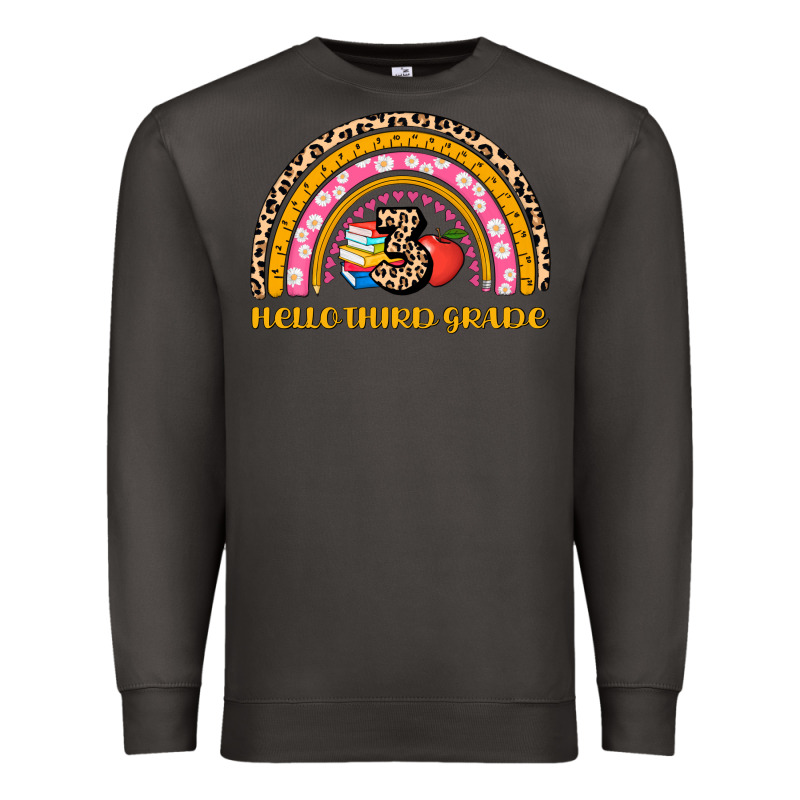 Back To School Rainbow Hello Third Grade Premium Sweatshirt by AdoDesignShop | Teevron