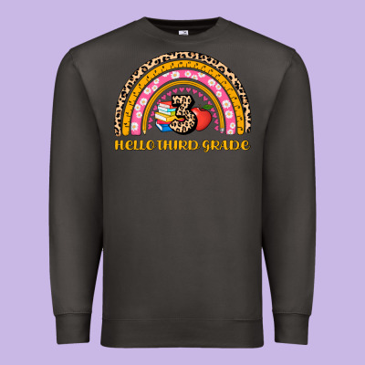 Back To School Rainbow Hello Third Grade Premium Sweatshirt Designed By Adodesignshop