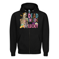 Black easter dead inside but lucky  with skeleton Zipper Hoodie - AdoDesignShop
