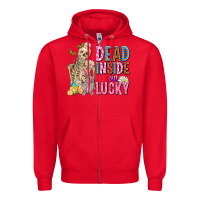 Red easter dead inside but lucky  with skeleton Zipper Hoodie - AdoDesignShop