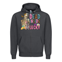 Smoke easter dead inside but lucky  with skeleton Zipper Hoodie - AdoDesignShop