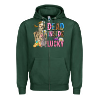 Sports Green easter dead inside but lucky  with skeleton Zipper Hoodie - AdoDesignShop