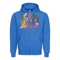 True Royal easter dead inside but lucky  with skeleton Zipper Hoodie - AdoDesignShop