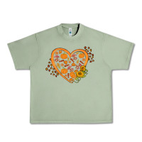 Oil Green Western Autumn Heart Urban Heavy Tee - FaDigitalArtStudio