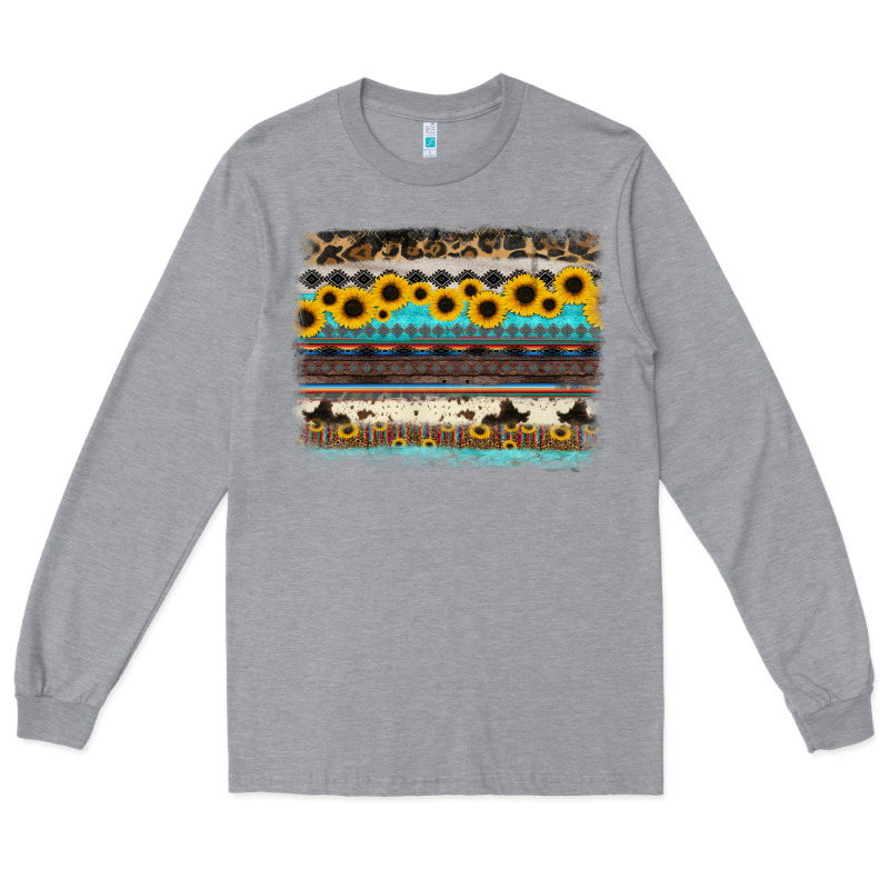 Sunflower Aztec Serape Cowhide Background Long Sleeve Tee by RanaPortraitStore | Teevron