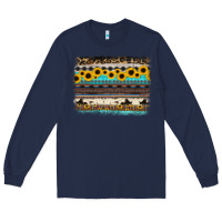Navy sunflower aztec serape cowhide background Long Sleeve Tee - RanaPortraitStore