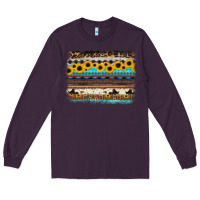 Plum sunflower aztec serape cowhide background Long Sleeve Tee - RanaPortraitStore