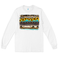 White sunflower aztec serape cowhide background Long Sleeve Tee - RanaPortraitStore