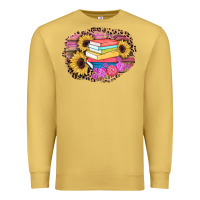 Antique Gold books sunflower back to school background Premium Sweatshirt - AdoDesignShop