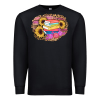 Black books sunflower back to school background Premium Sweatshirt - AdoDesignShop