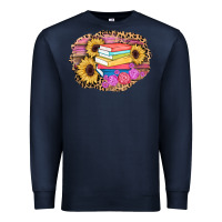 Navy books sunflower back to school background Premium Sweatshirt - AdoDesignShop