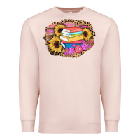 Pale Pink books sunflower back to school background Premium Sweatshirt - AdoDesignShop