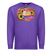 Purple books sunflower back to school background Premium Sweatshirt - AdoDesignShop