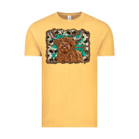 Vintage Mustard highland cow western background Vintage Tee - RanaPortraitStore