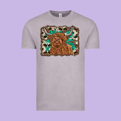 Highland Cow Western Background Vintage Tee Designed By Ranaportraitstore
