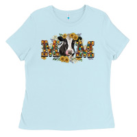 Baby Blue Mom with cow Ladies Tee - CowGirlArtShop