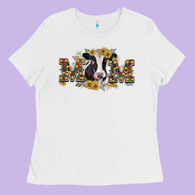 Mom With Cow Ladies Tee Designed By Cowgirlartshop