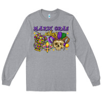 Heather Grey mardi gras vibes skull Long Sleeve Tee - FaDigitalArtStudio