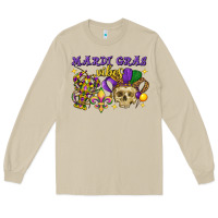 Mushroom mardi gras vibes skull Long Sleeve Tee - FaDigitalArtStudio