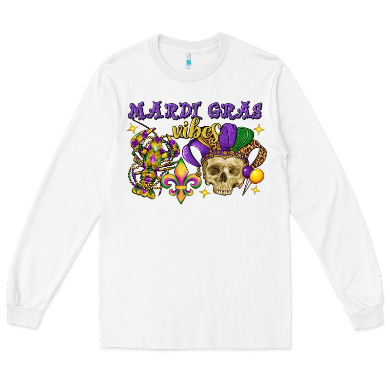 Mardi Gras Vibes Skull Long Sleeve Tee by FaDigitalArtStudio | Teevron