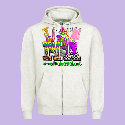 Mardi Gras Ma Medical Assistant Zipper Hoodie Designed By Adodesignshop