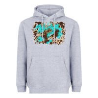 Heather Grey cowhide leopard turquoise background Heavyweight Hoodie - AdoDesignShop