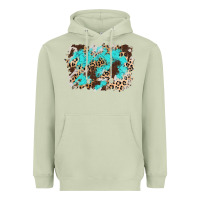 Matcha cowhide leopard turquoise background Heavyweight Hoodie - AdoDesignShop