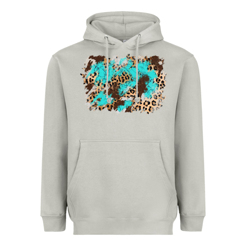 Cowhide Leopard Turquoise Background Heavyweight Hoodie by AdoDesignShop | Teevron