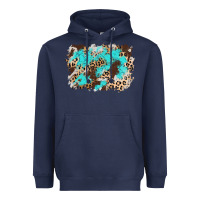 Navy cowhide leopard turquoise background Heavyweight Hoodie - AdoDesignShop