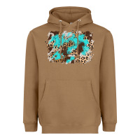 Toasted Coconut cowhide leopard turquoise background Heavyweight Hoodie - AdoDesignShop