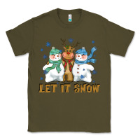 Army Green let it snow reindeer snowman Classic Tee - CowGirlArtShop
