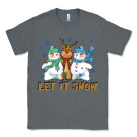 Charcoal Heather let it snow reindeer snowman Classic Tee - CowGirlArtShop