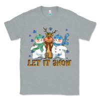 Heather Grey let it snow reindeer snowman Classic Tee - CowGirlArtShop