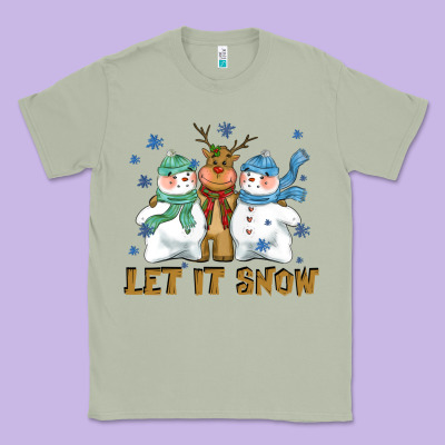 Let It Snow Reindeer Snowman Classic Tee Designed By Cowgirlartshop